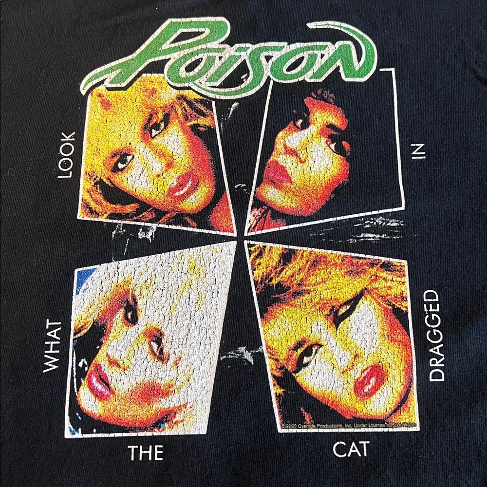 Poison Look What the Cat Dragged In Graphic TShirt Black Size Medium